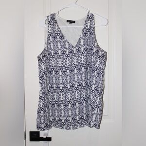 Willi Smith Navy and White Graphic Tank Top